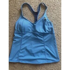 Nike Blue Striped Racerback Tankini Top Swimwear Women's Large #KO15062